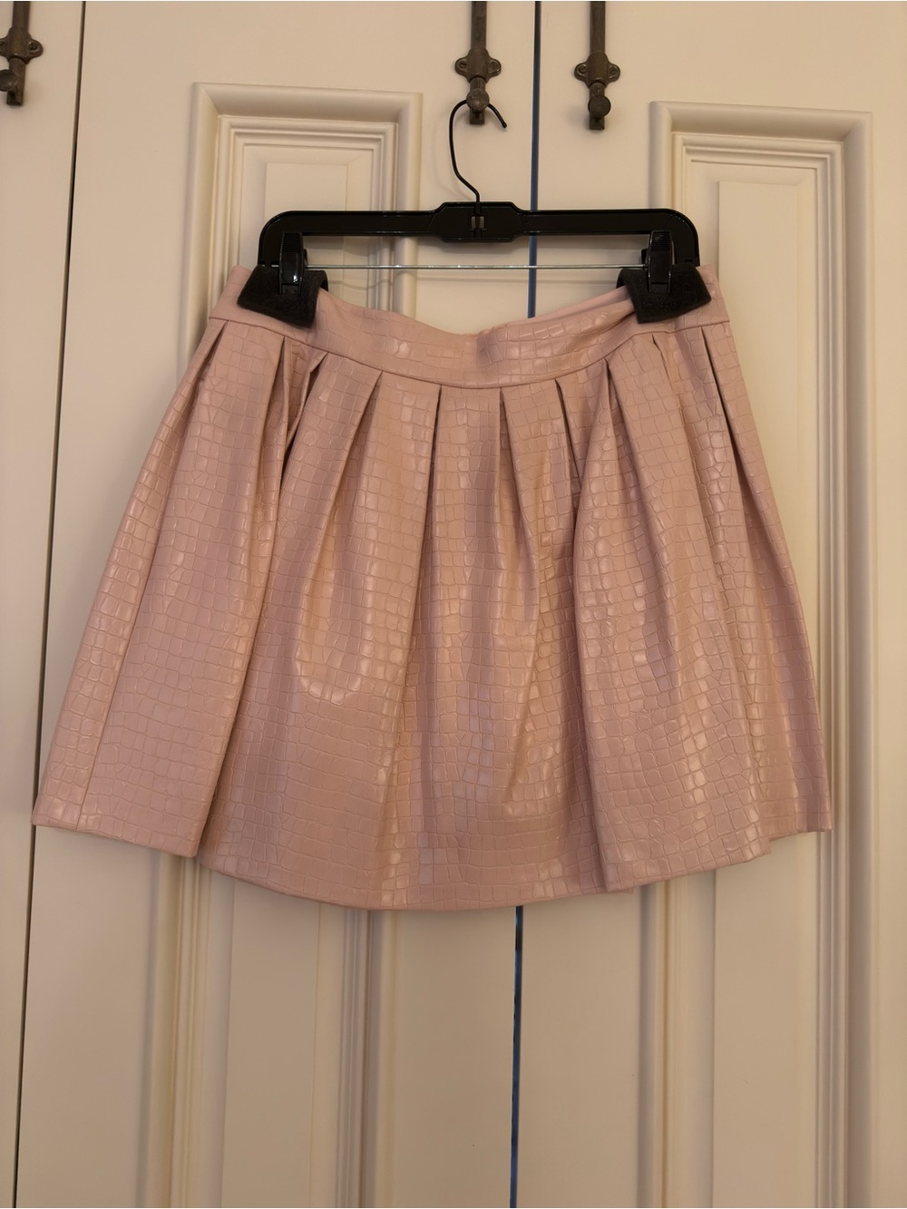 Alice + Olivia Blush Pink Pleated Faux Croc Skater Skirt